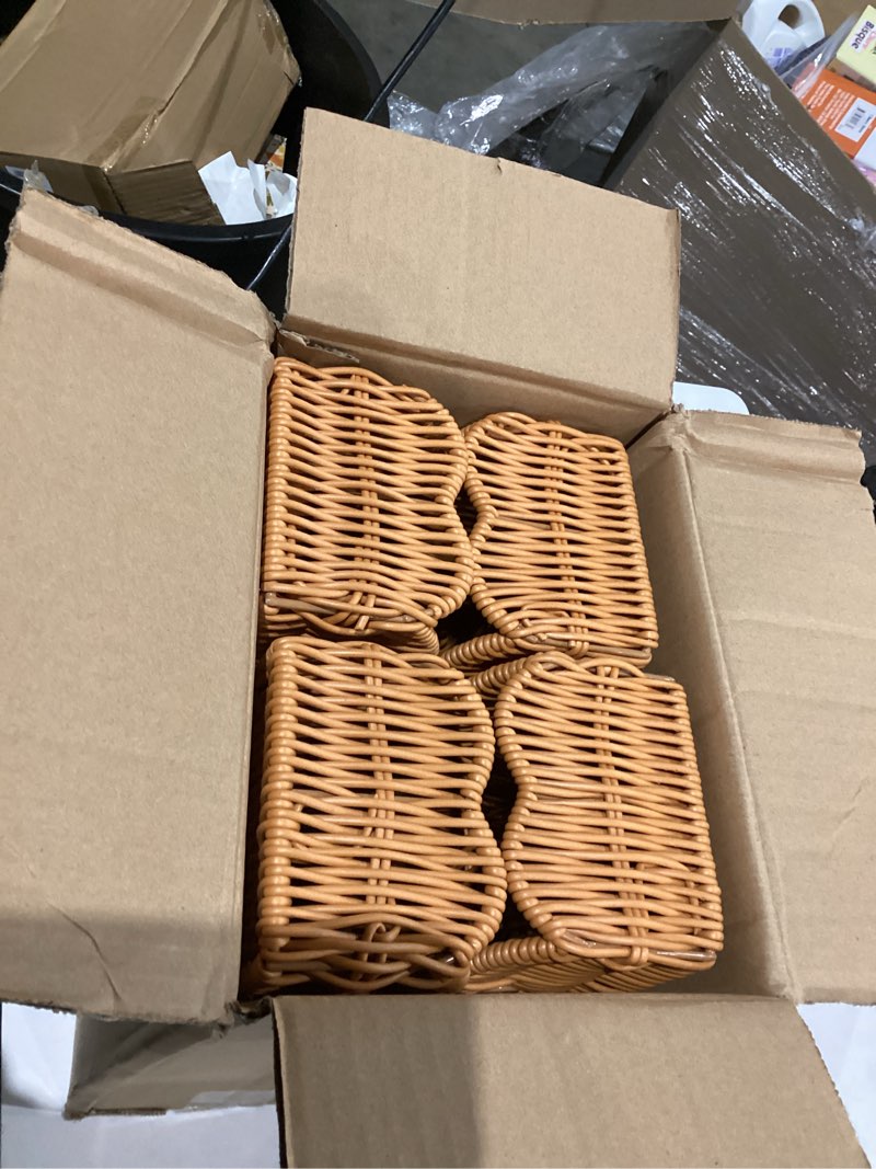 Condition photo showing New/Like New for 4 Set Scalloped Wall Basket Shelf Nursery Classroom Book Shelves for Wall Rattan Shelf Woven Floating Shelves Boho Farmhouse Decor Scalloped Shelves Book Display Toy Storage