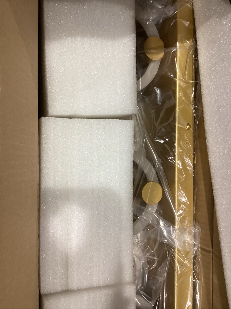Condition photo showing Good Condition for PHIXART LED Bathroom Light Fixtures, 24inch Gold Vanity Lights, Modern 3 Light Acrylic Wall Sconces, 350° Rotatable Wall Lighting Fixture Over Mirror 3 Lights Gold