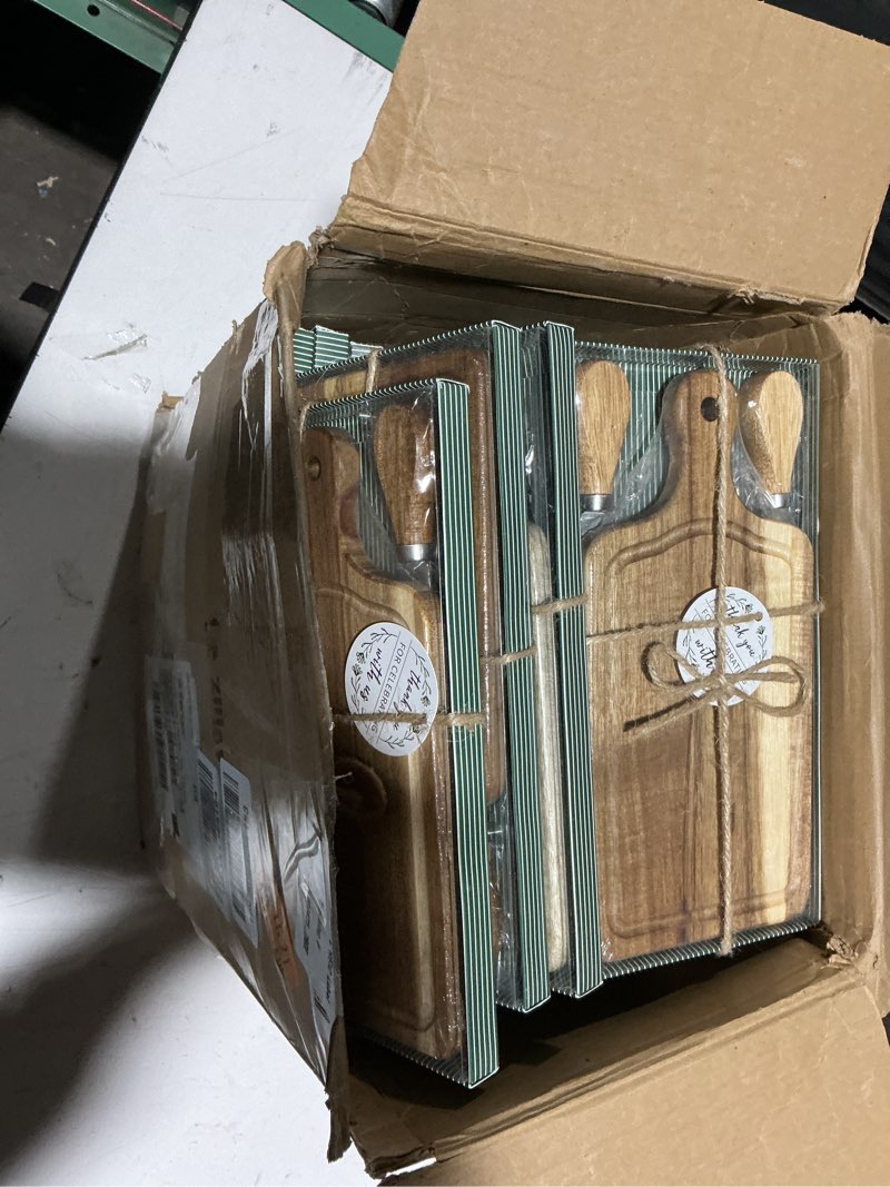 Condition photo showing New/Like New for 33 Set Bridal Baby Shower Cheese Prizes Wooden Square Board Gift Set Knives Forks Thank You Tags with Box for Guests for Valentines Bridal Baby Shower Housewarming Gifts (Bamboo Color)