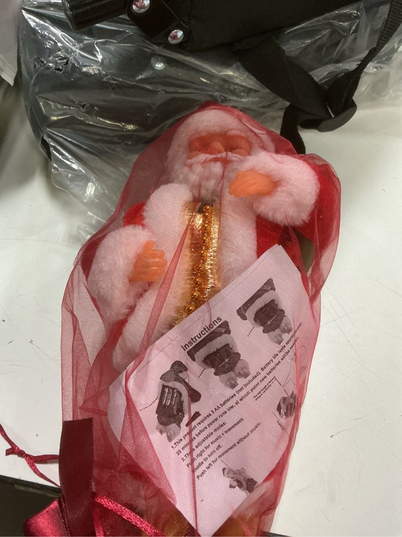 Condition photo showing New/Like New for Climbing Santa Claus 9" Christmas Ornament Xmas Decoration Climbs Up and Down Battery Operated Toy with Light Music and Sound Animated Climbing on Beads Musical Moving Figure Xmas Christmas Ornament