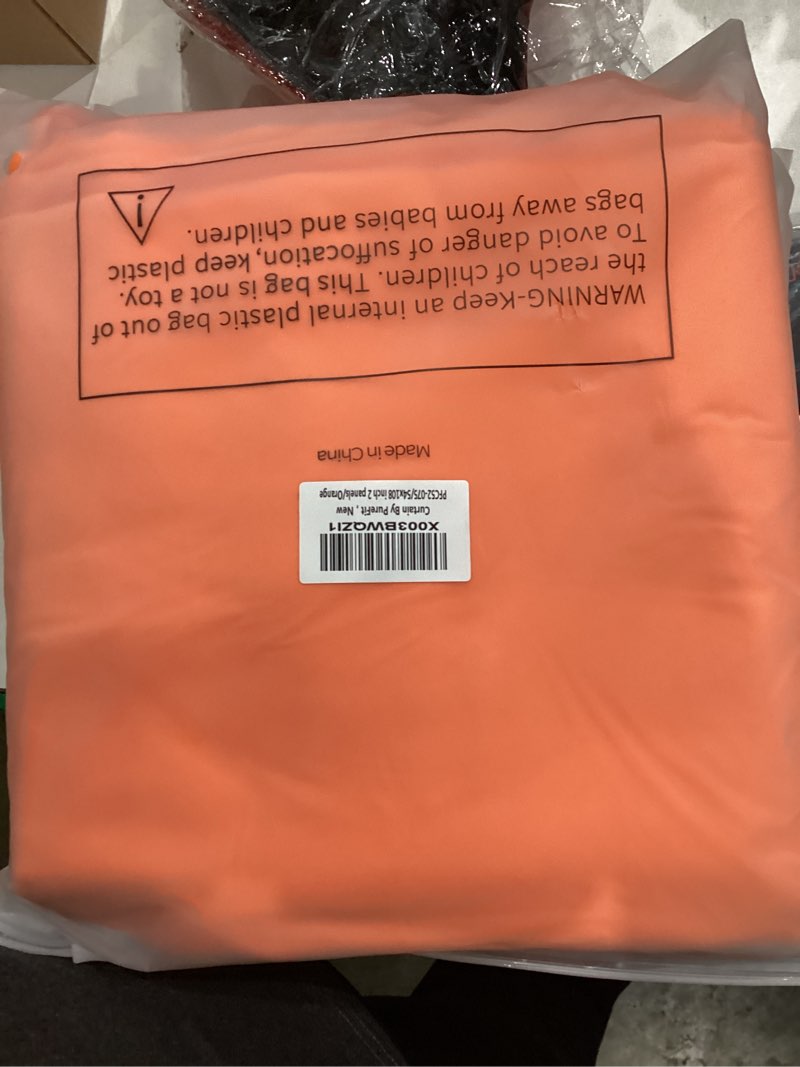 Condition photo showing New/Like New for PureFit Outdoor Curtains for Detachable Sticky Tab Top Patio Waterproof/Weatherproof, UV and Fade Resistant Outside Curtains for Gazebo, Porch, Pergola, Privacy Curtain, 54 x 108 in, 2 Panels, Orange Orange 54"W x 108"L (Pack of 2)
