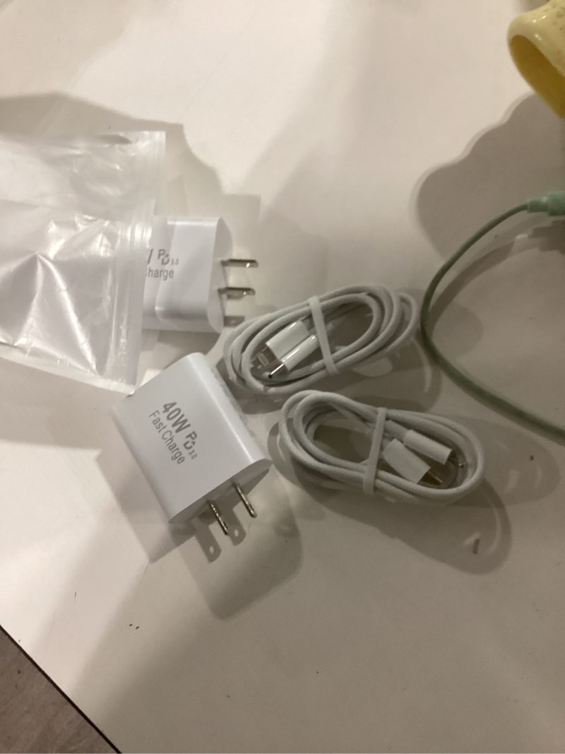 Condition photo showing Good Condition for 2pack iphone 17/16/15 pro max usb c to c woven cable cord,pd 40w type c apple charger 4 port wall plug with 3ft usb c-c fast charging woven cord for iphone 17 air/16e/17/16/15/15 plus/pro/pro max/ipad 3ft c-c white 2