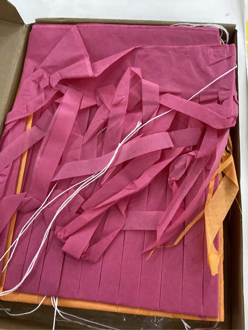 Taiyin 12 Pack 120 Feet Hot Pink and Orange Fringe Garland Sunset Autumn Tissue Paper Fringe Tassel 