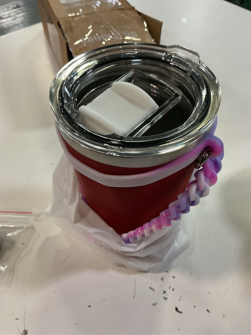 Condition photo showing New/Like New for 20oz soft touch diamond tumbler - double wall vacuum insulated stainless steel coffee cup | leak-resistant detachable lid, cup holder friendly, bpa free dishwasher safe, thoughtful gift for women bright red 20 ounces