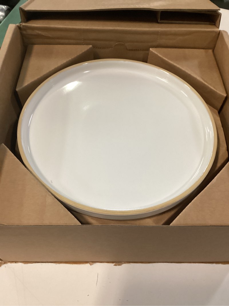 Condition photo showing New/Like New for our place salad plates, 8.5" ceramic salad plates, set of 4 | chip-resistant handcrafted ceramic salad plates, restaurant-grade, durable, stackable, ideal for salads and meals, daily use steam