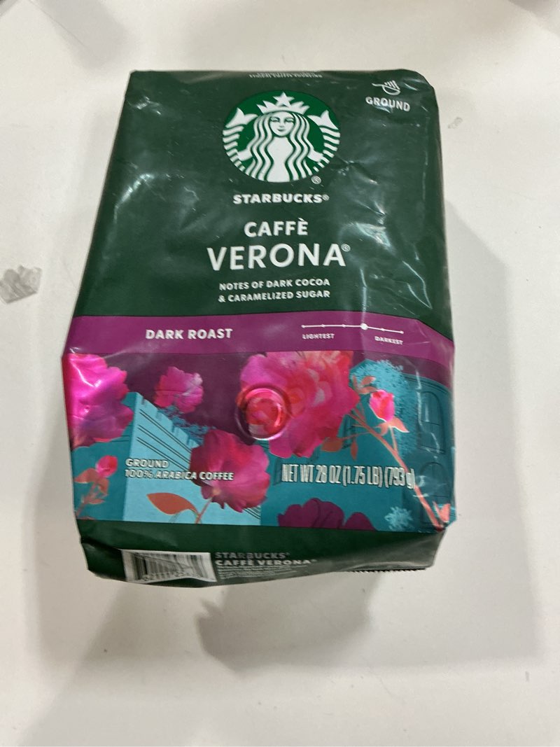 Condition photo showing New/Like New for  Best before : 31 dec 2025 Starbucks Ground Coffee, Dark Roast Hot or Iced Coffee, Caffè Verona, 28 oz Caffè Verona 28 Ounce (Pack of 1)