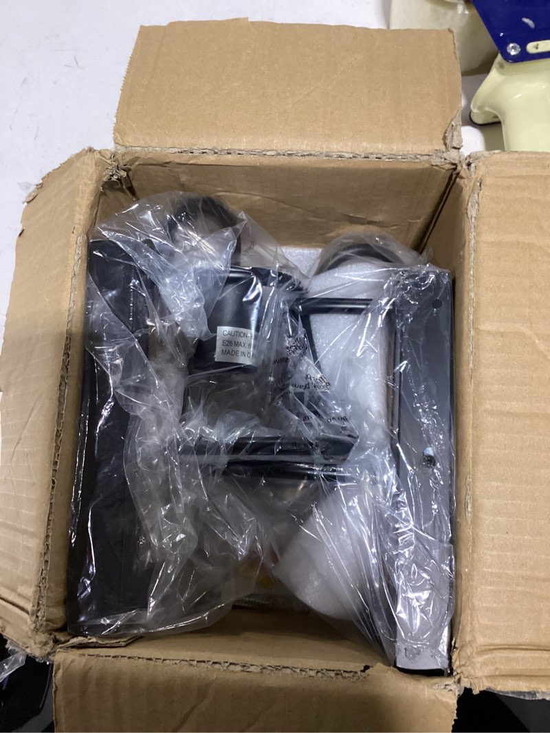 Condition photo showing New/Like New for Farmhouse Wall Sconces Lamp Set of Two,Modern Industrial Wall Sconces Lighting Indoor with E26 Base Faux-Wood Color Matte Black Finish,Vintage Wall Mount Light Fixture for Bedroom Living Room Stairway Black & Faux-Wood 2-Light