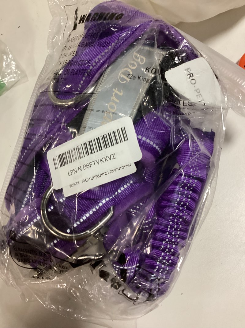 Condition photo showing New/Like New for slowton no pull dog harness - heavy duty dog harness and leash set for medium large dogs, reflective tactical harness with soft padded and front clip for easy walk and training (pu, s) purple small