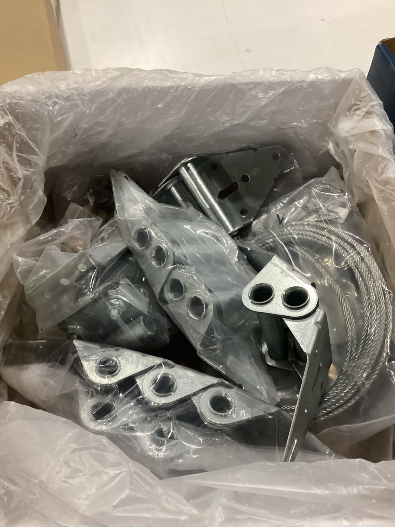Condition photo showing As Is for xike 2" nylon garage door roller 4" stem and hinges kit with top & bottom bracket steel wire rope screw sleeve hardware set for 8 x 8 or 9 x 8 ft door 8*8ft dr (rollers+hardware) blue