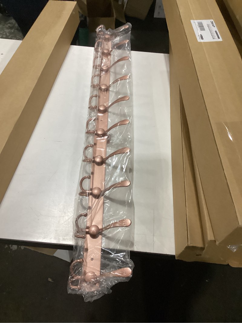 Condition photo showing New/Like New for similar to stock photo rose gold color!!! dseap coat rack wall mounted - 5 tri hooks, heavy duty, stainless steel, metal coat hook rail for coat hat towel purse robes mudroom bathroom entryway, rose gold rose gold l=16\" (1 pcs)