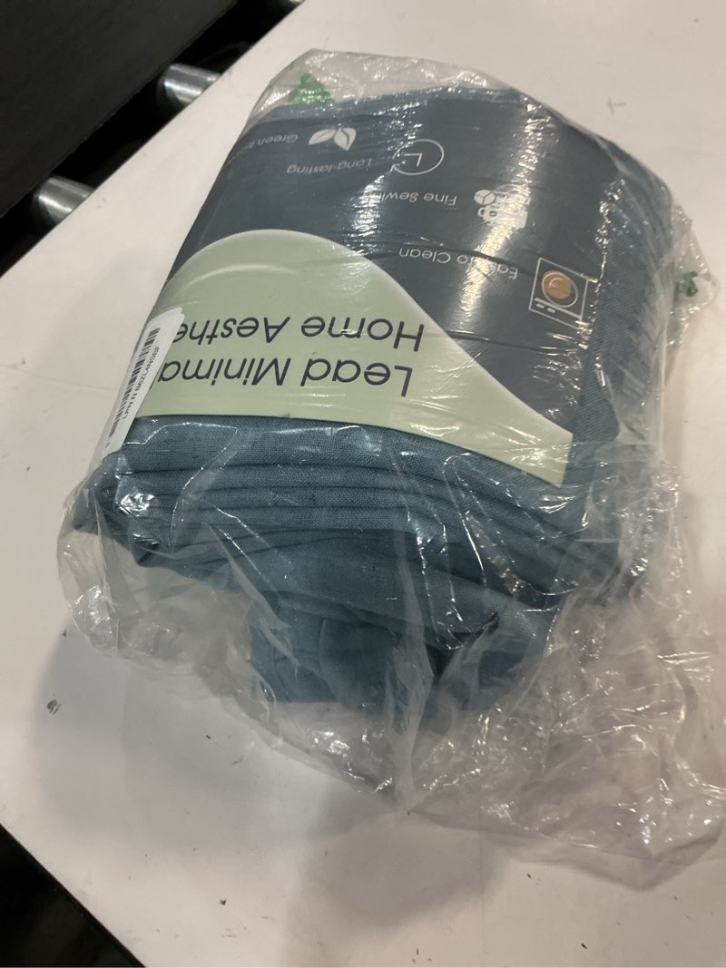 Condition photo showing Good Condition for nanspring dusty blue linen curtains 95 inch length for living room 2 panel set burlap textured semi sheer linen drapes rustic country window treatment farmhouse drop cloth curtain for dinning room 52"w x 95"l (pack of 2) dusty blue