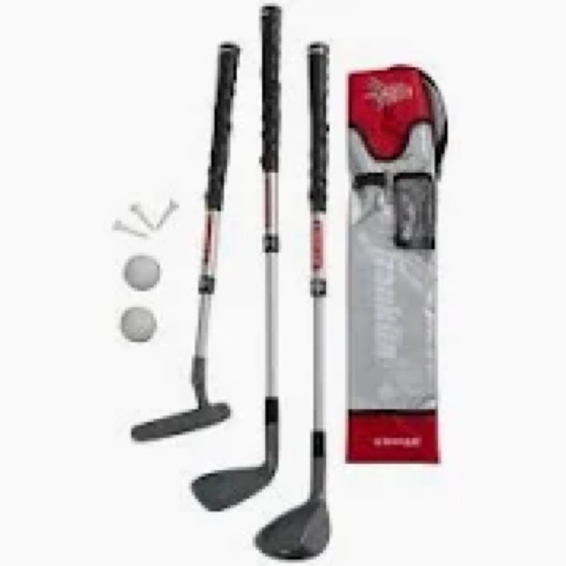 franklin sports kids plastic golf set - adjustable youth clubs - red
