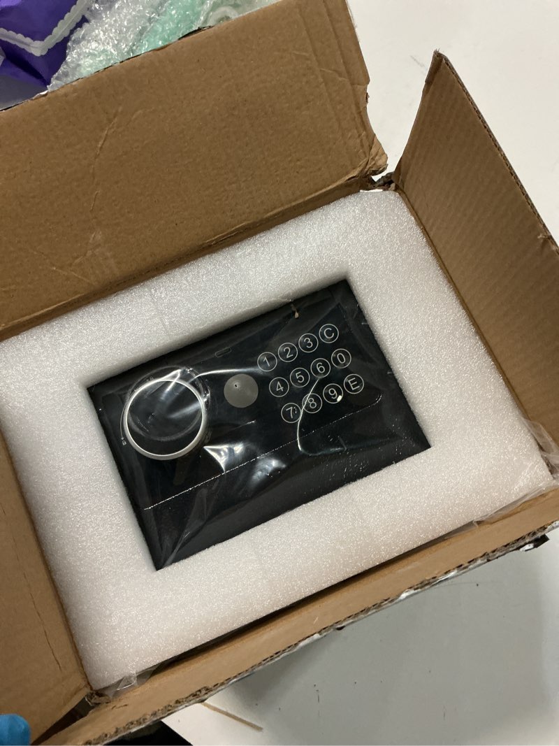 Condition photo showing New/Like New for Digital Electronic Money Safe, Steel Security Lock Box with Keypad, Office Hotel Business Jewelry Gun Cash Safe, 0.23 Cubic Feet, 9.06" W x 6.69" D x 6.69" H?black? 0.23 Cubic Feet Black