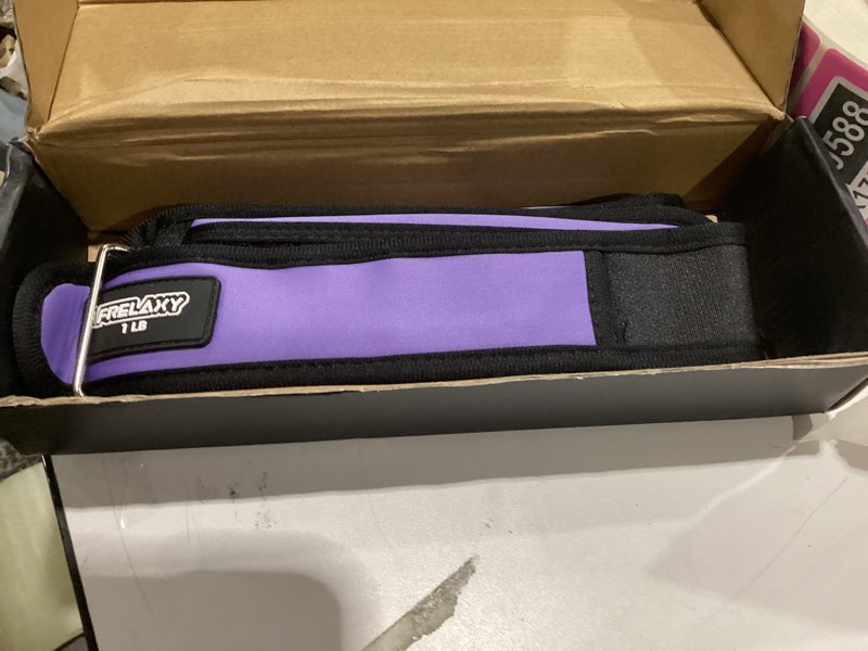 Condition photo showing New/Like New for frelaxy ankle wrist weights for women men kids, comfy& adjustable leg arm weights set for walking, gym, yoga, pilates, dance, cardio & strength training 1lb 2lbs 3lbs 1 pair purple 1 lb x 2