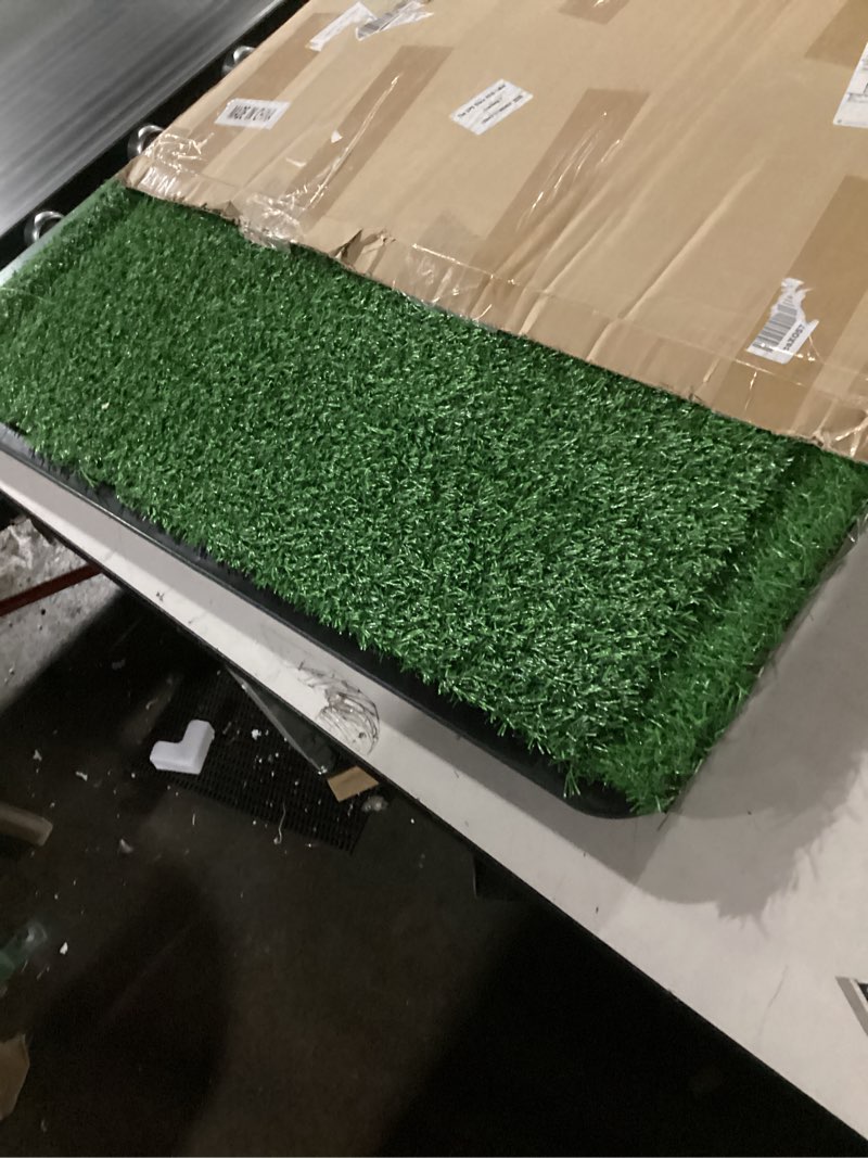 Condition photo showing Good Condition for Dog Grass Pad with Tray,30x20 in Dogs Potty Tray with 2-Pack Upgraded Replacement Artificial Grass,Dog Litter Box for Pet Training,Indoor Portable Pottys Pet Toilet