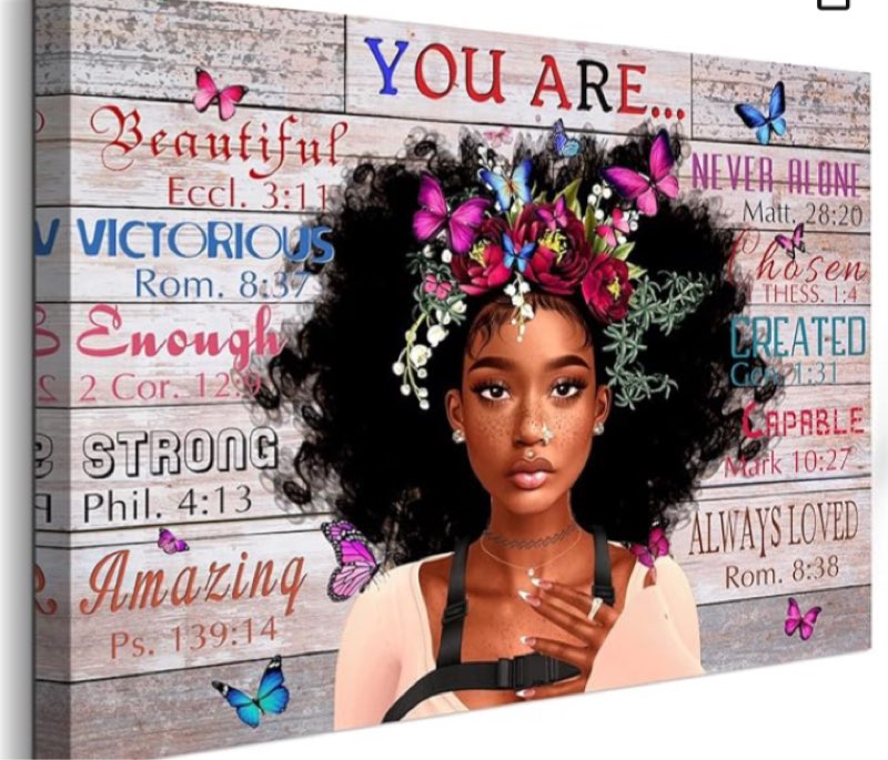 wowgoomo vintage african american women wall art, black girl portrait, bible quote poster, poster for living room, bedroom, home office, framed inspirational gift