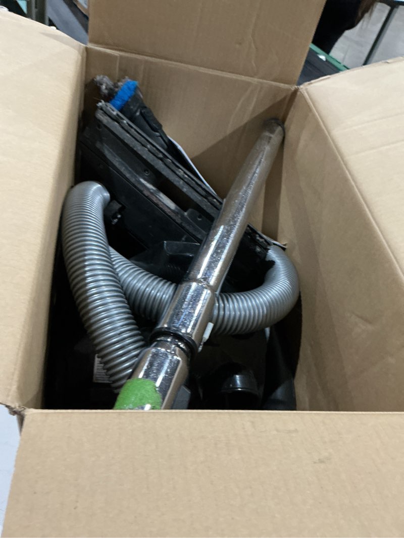Condition photo showing As Is for eureka bagless canister vacuum cleaner, lightweight vac for carpets and hard floors, red, whirlwind nen110d