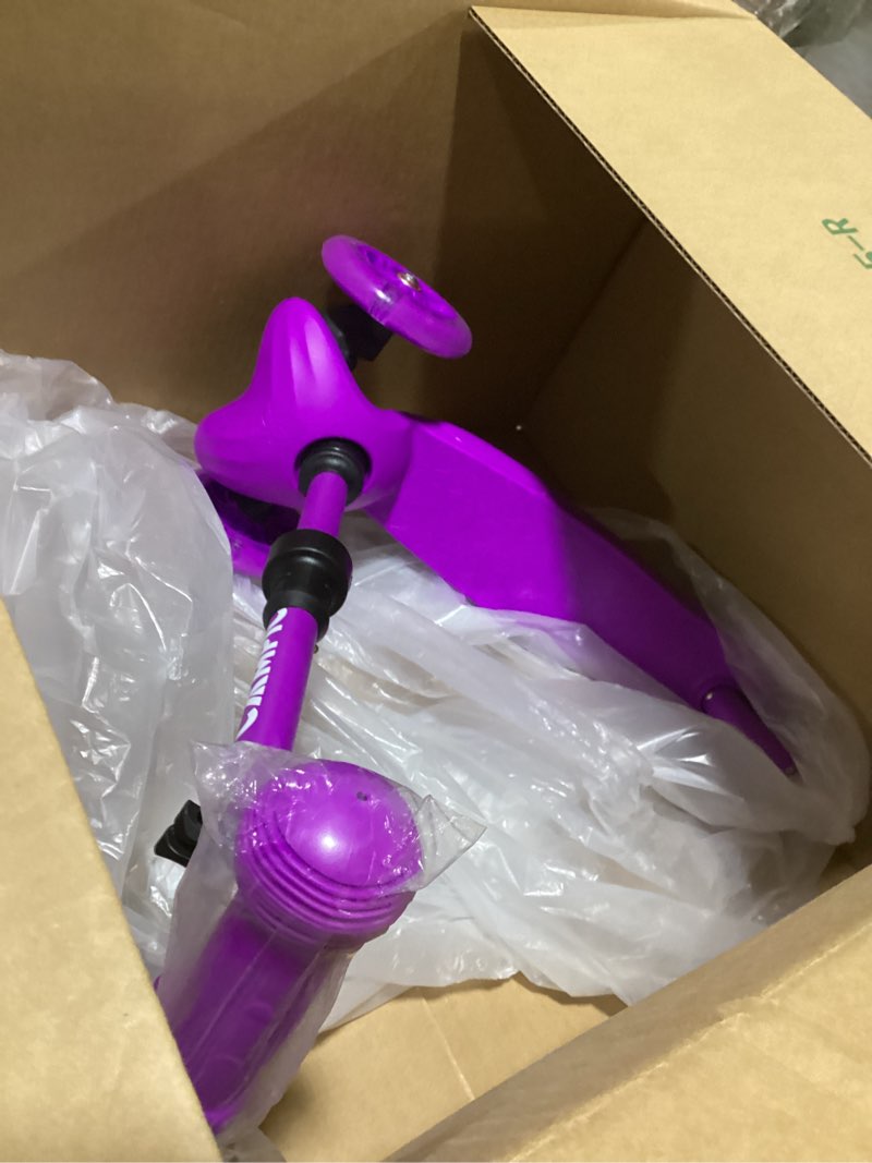 Condition photo showing New/Like New for pink mini 3 wheel scooter for kids – lean-to-steer with led light-up wheels, adjustable handlebar, wide anti-slip deck, smooth pu wheels, rear foot brake – toddler scooter for ages 2+