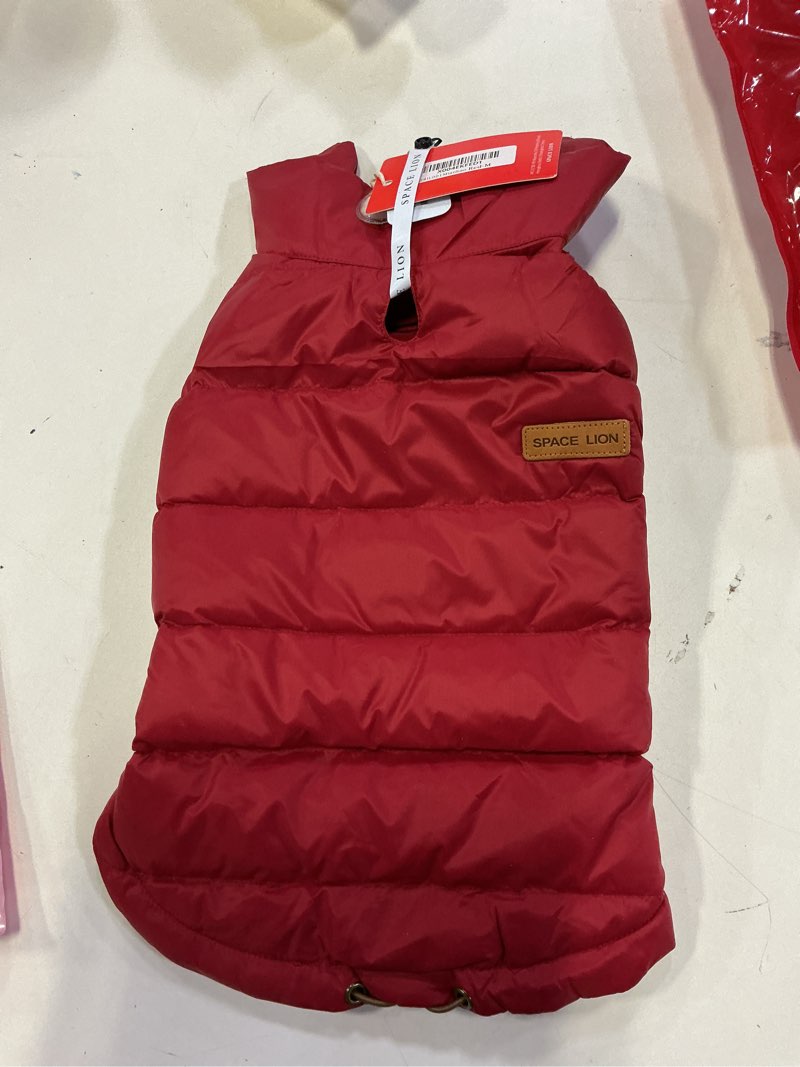 Condition photo showing New/Like New for (Red, Size12/M) Red 12/Small&Medium Dogs SPACE LION Dog Puffer Jacket, Down Winter Coat, Durable Outdoor Coat for Cold and Windy Conditions, Lightweight & Adjustable Fit Coats for Small & Medium Dogs,