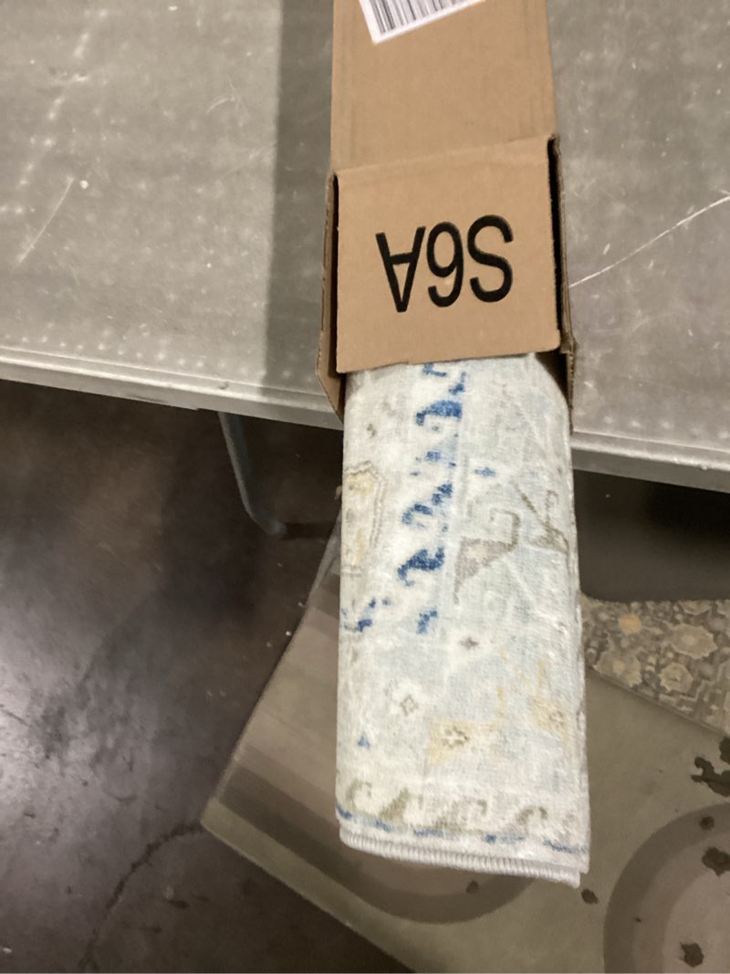 Condition photo showing Good Condition for SAFAVIEH Brentwood Collection Runner Rug - 2' x 8', Light Grey & Blue, Damask Design, Non-Shedding & Easy Care, Ideal for High Traffic Areas in Living Room, Bedroom (BNT810G) 2' x 8' (Runner) Light Grey / Blue