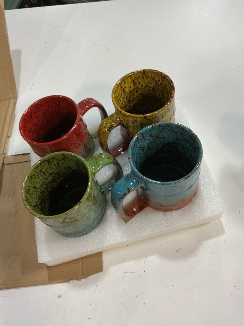 Condition photo showing New/Like New for coffee mugs set of 4,12 oz coffee cups ceramic, perfect for office family gatherings - dishwasher and microwave safe(4,multicolor) multicolor 4