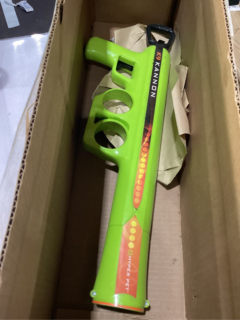 Condition photo showing As Is for Hyper Pet K9 Kannon Dog Ball Thrower Launcher for Dogs, All Breeds Up To 60 Pounds, With One Hyper Pet 2.5 Inch Tennis Ball, For All Breeds Tennis Ball Launcher