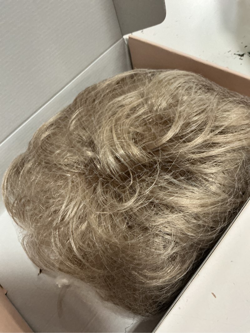 Condition photo showing As Is for reecho hair topper, short wiglet hair topper for women with thinning large coverage synthetic top crown hairpiece for women - ash blonde