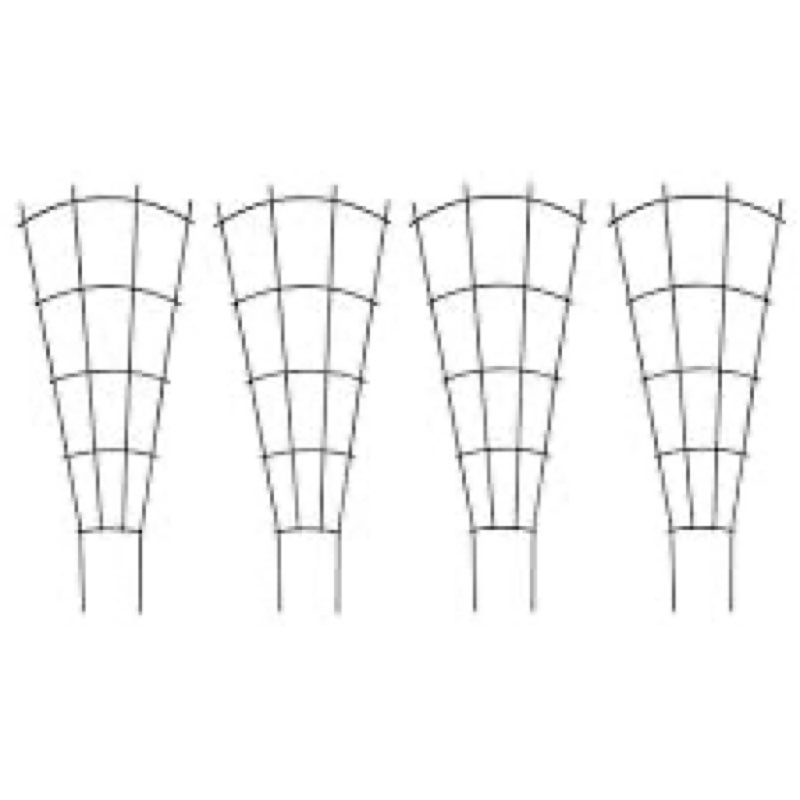 thealyn 4 pack 24" metal plant trellis for pots & garden beds, rustproof support for indoor outdoor climbing plants, vines, flowers, fan shaped, black