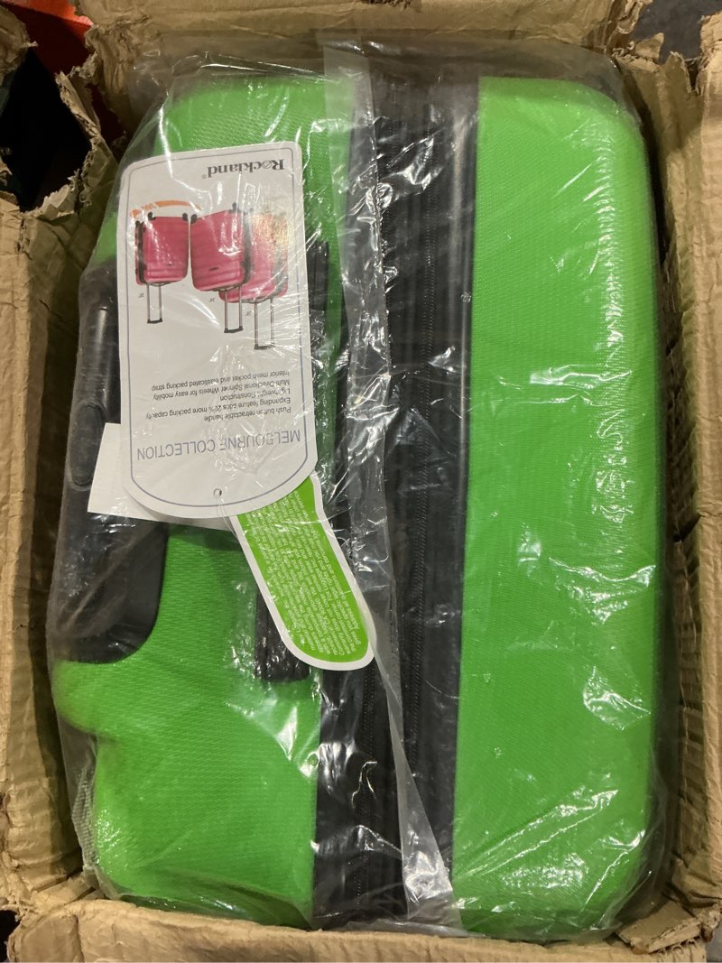 Condition photo showing As Is for Rockland Melbourne Hardside Expandable Spinner Wheel Luggage, Green, 3-Piece Set (20/24/28) 3 Piece (20"/24"/28") GREEN