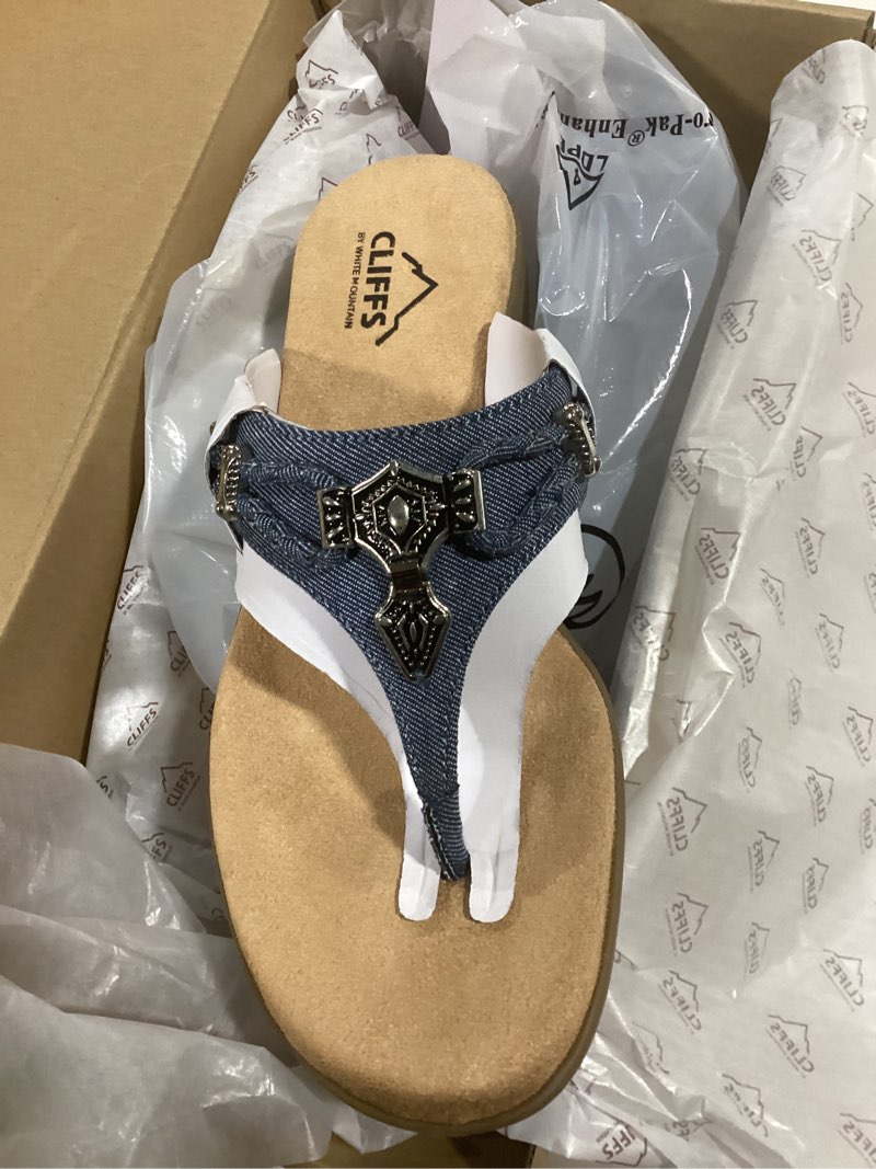 Condition photo showing Good Condition for CLIFFS BY WHITE MOUNTAIN Women's Bailee Cushioned Flip Flop Sandal 6 Dk Blue/Denim/Fabric