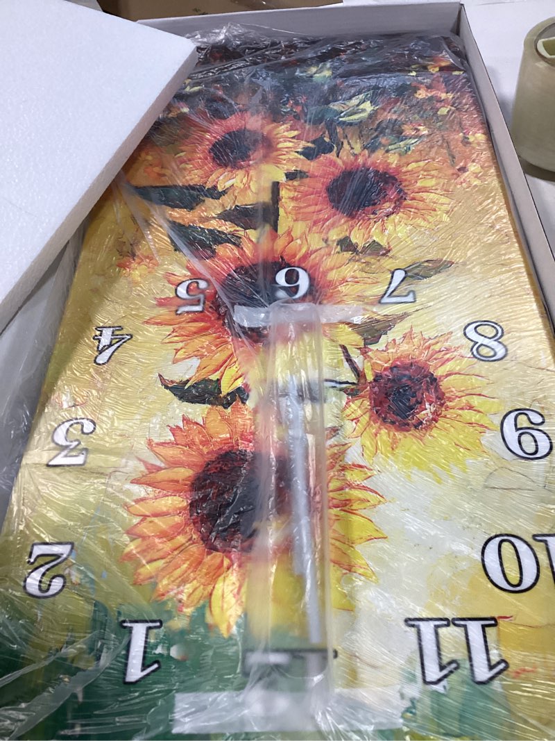 Condition photo showing Good Condition for Tomopetime Large Wall Clock for Living Room - Sunflower Wall Clocks Battery Operated 24 Inch - Home 