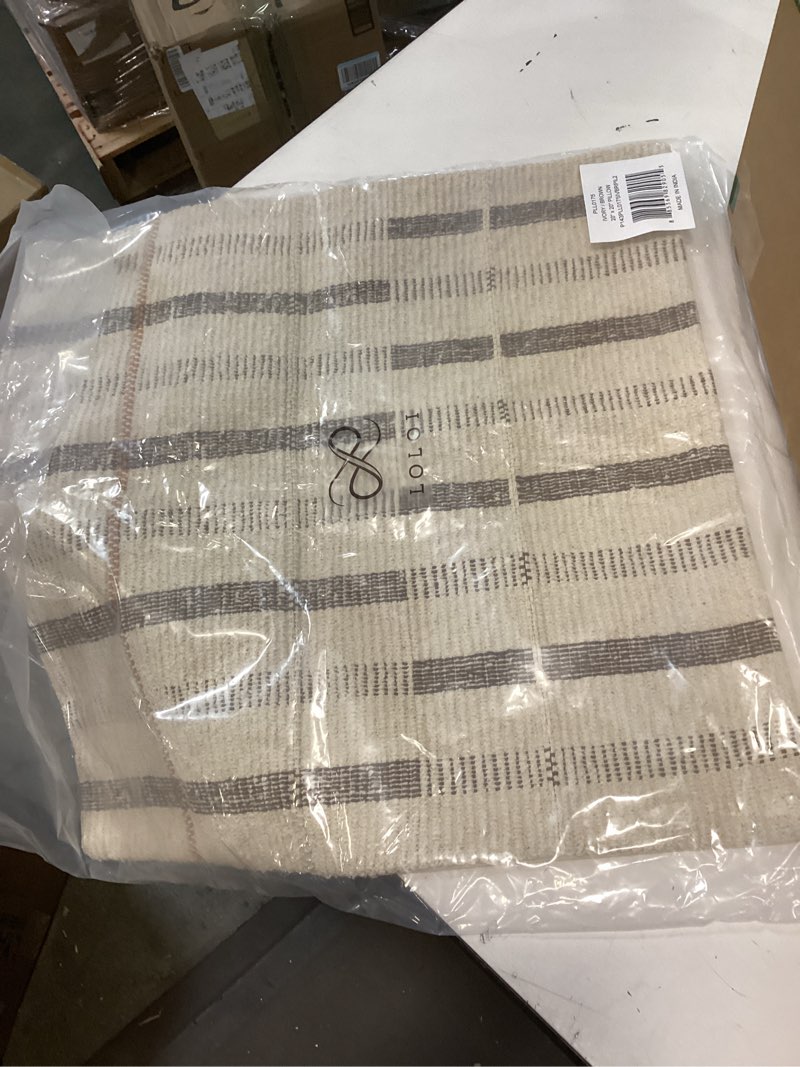 Condition photo showing Good Condition for Loloi II Collection PLL0175 Ivory/Brown 20'' x 20'' Cover Only Pillow Cover Only Ivory / Brown