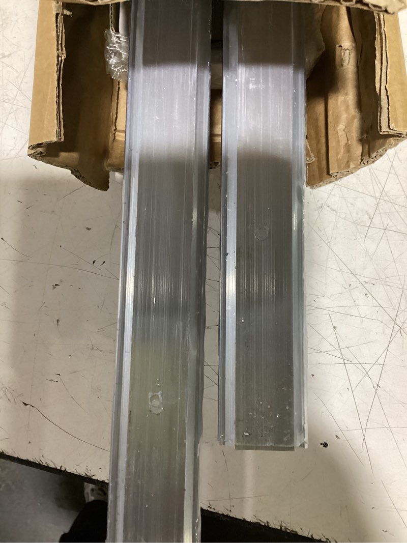 Condition photo showing As Is for 5'/5.3'/6'/7'/8' sliding pocket door track kit – aluminum(no door) | featuring soft close,spring rebound function,slide smoothly quietly 5 feet silver