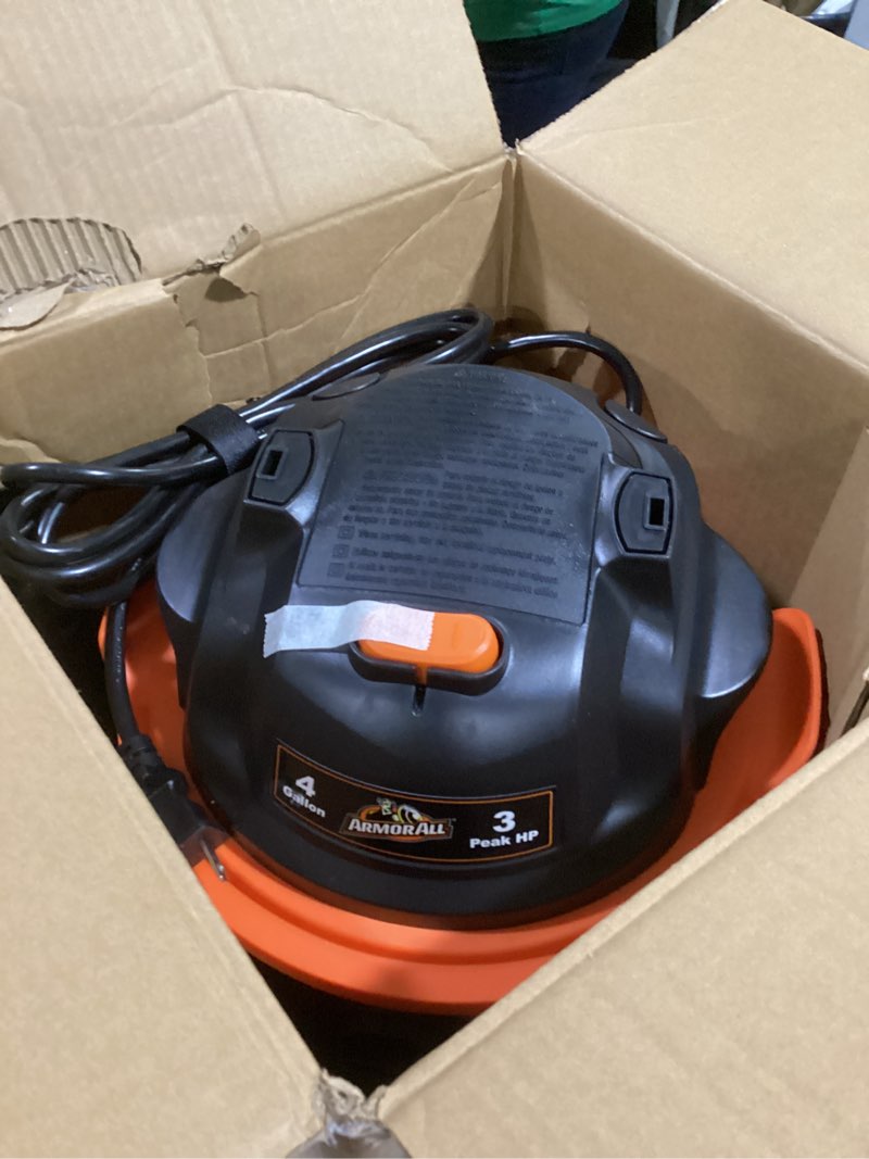 Condition photo showing Good Condition for Armor All VO408S 0901 4 Gallon 3 Peak HP Stainless Steel Wet/Dry Vacuum, Orange 4-Gal
