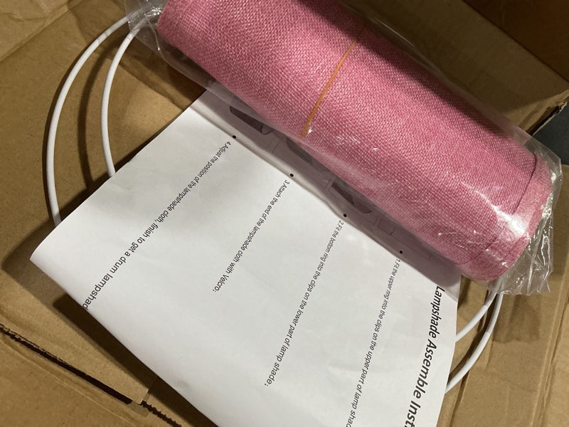 Condition photo showing Good Condition for patikil lamp shades for table lamps 11.4" top x 12.6" bottom x 9.8" high drum lamp shades for floor lamps medium linen lampshade easy assembly for lamp replacement, pink 1 pink