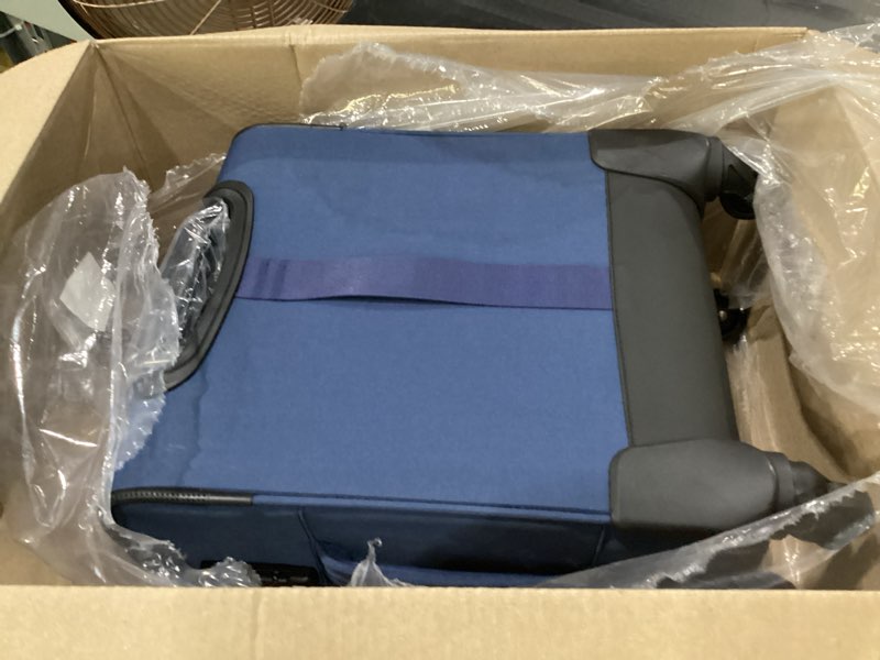 Condition photo showing Good Condition for bagsmart underseat carry on luggage airline approved, 16-inch small softside underseater travel suitcase with spinner wheels overnight bag small rolling carry-on for women men weekender, navy blue underseat-dark blue