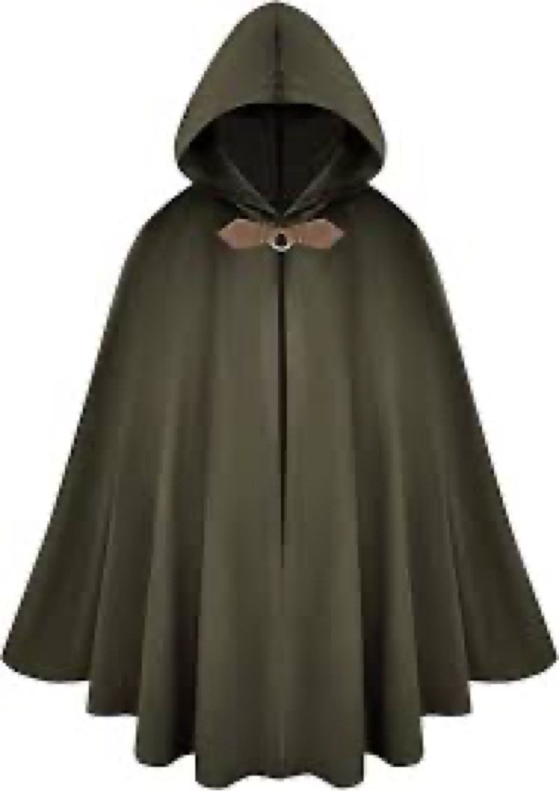 Renaissance Hooded Green Cloak Medieval Velvet Cape with Hood Men Women Capelet for Hobbit Halloween Costume