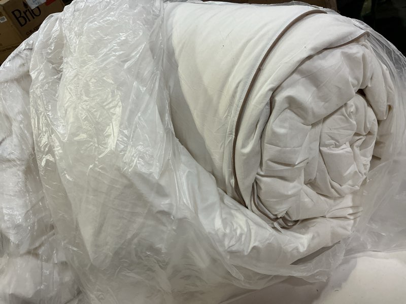 Condition photo showing As Is for SNOWMAN Premium Down Comforter King Size, Luxurious Heavyweight Duvet Insert with Cotton Blended Fabric, 3D Baffle Box Design Hotel Bedding Comforter (White,106"x90") Winter King White