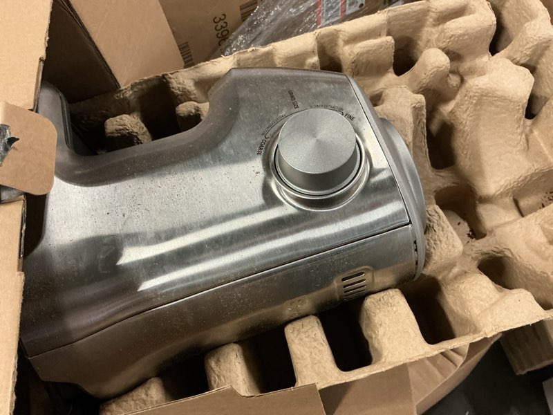 Condition photo showing As Is for breville bcg820bss smart grinder pro for coffee and espresso, brushed stainless steel brushed stainless steel 18 oz coffee bean capacity