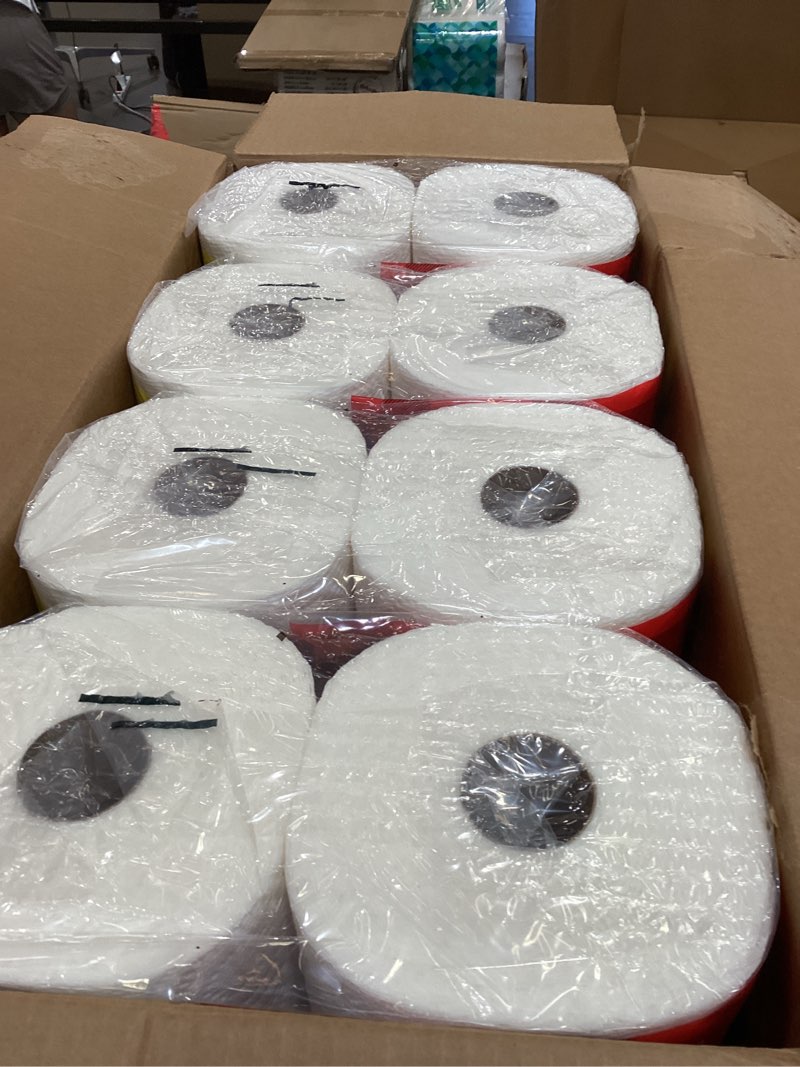 Condition photo showing New/Like New for brawny tear-a-square 3-ply paper towels, 8 triple rolls = 24 regular rolls, strong, absorbent, and durable with 3 sheet sizes (quarter, half, full) triple 8 triple rolls