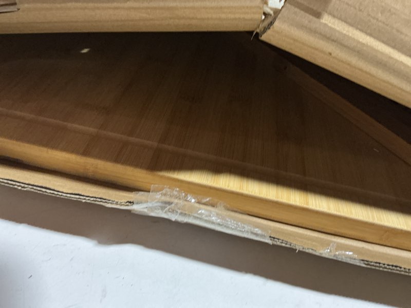 Condition photo showing As Is for 30 x 21 in extra large bamboo cutting board, stovetop cover, sink cover, noodle board with detachable legs & detachable non-slip front lip for kitchen countertop natural color of bamboo - xxxl 30"l x 21"w