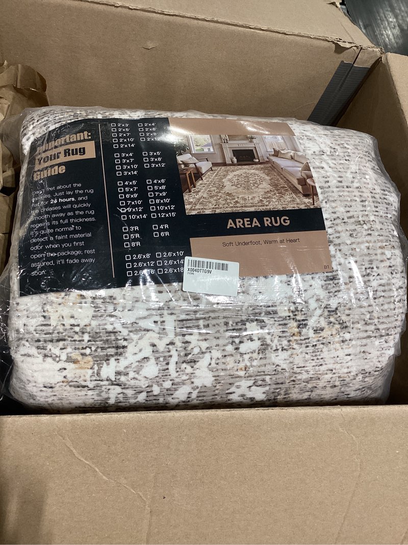 wondrg 9x12 washable area rug beige grey abstract non slip soft low pile rug for living room bedroom