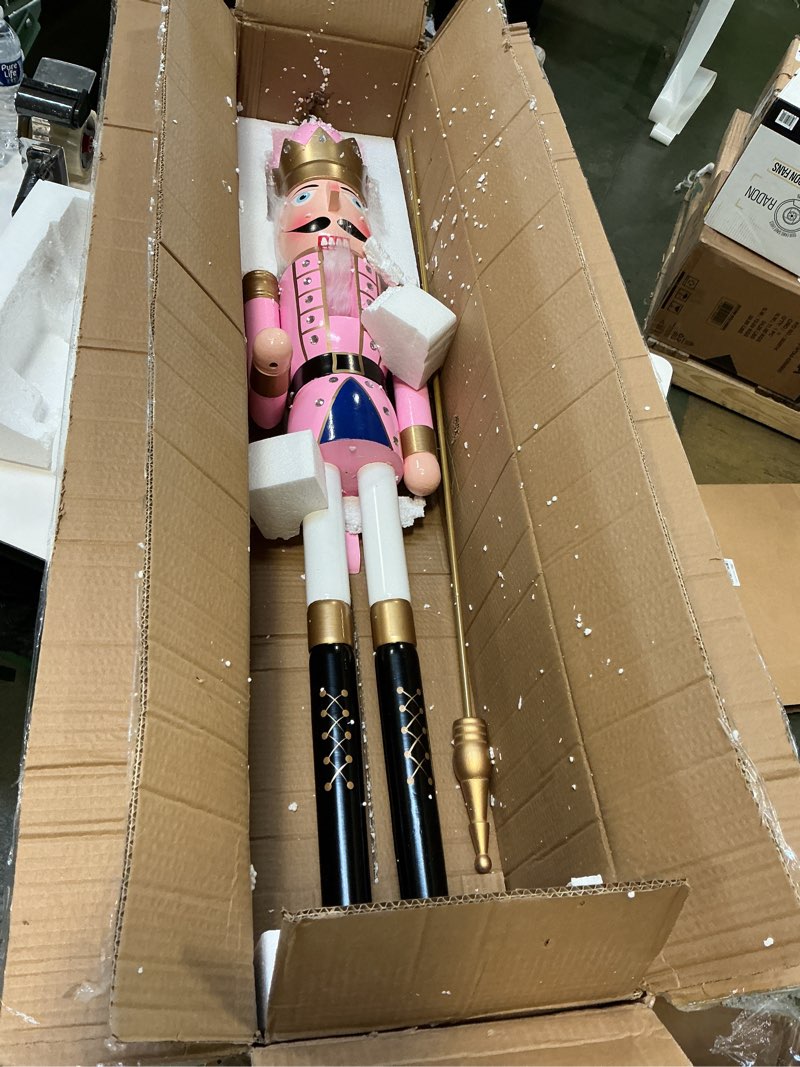 Condition photo showing New/Like New for Liliful 48 Inch 4 ft Tall Life Size Christmas Nutcracker King Giant Wooden Nutcracker Soldier with Golden Scepter Nutcracker Statue for Indoor Outdoor Xmas Commercial Decor (Classic King)