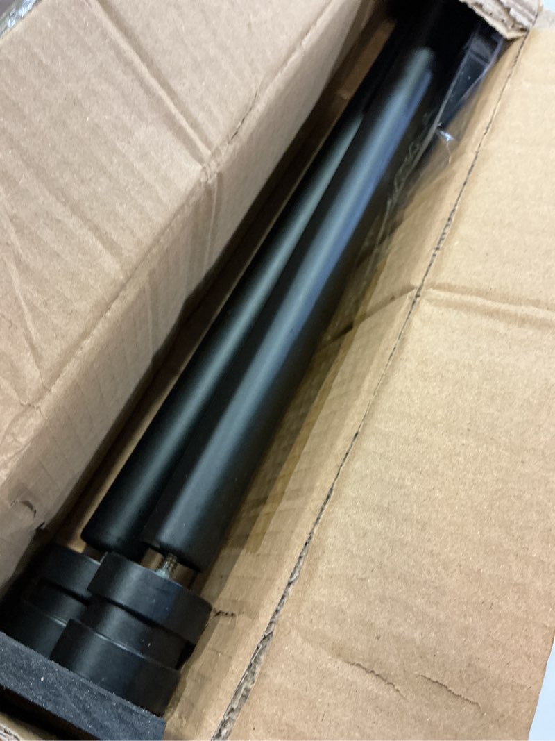 Condition photo showing Good Condition for 2 pack single curtain rods, 1inch diameter telescoping drapery window curtain rod 28-48inch(2.3-4ft) rod length, matte black matte black 28-48"