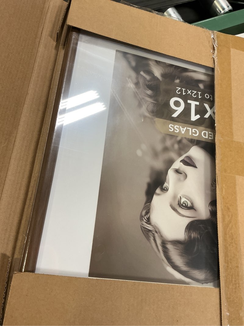 Condition photo showing Good Condition for Fun Memories 16x16 Picture Frame with HD Tempered Glass, USA-Sourced Walnut Wood Photo Frame Matted 