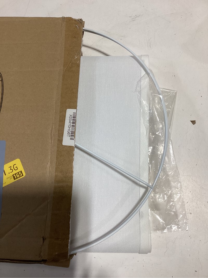 Condition photo showing Good Condition for pure white linen drum lamp shade, table lampshades 13" top x 13" bottom x 10" high, natural linen hand crafted bedside lamps replacement lampshade