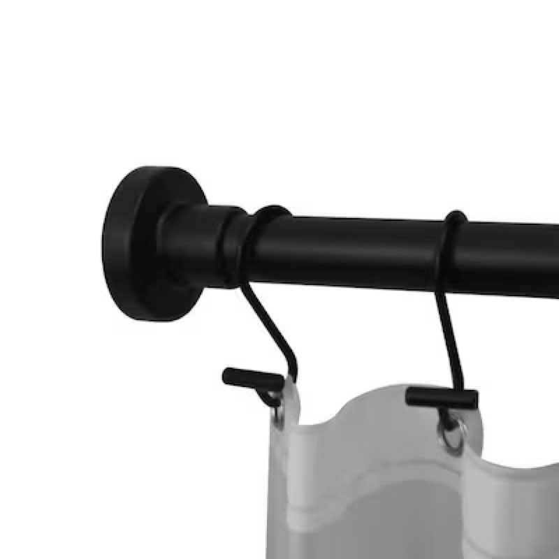 allen + roth 42-in to 72-in black matte tension single straight adjustable shower curtain rod