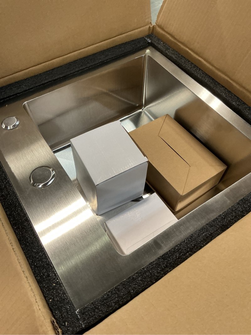 Condition photo showing Good Condition for 15 inch drop in bar sink, 15x15" single bowl topmount stainless steel handmade 16 gauge top counter for wet bar rv outdoor small kitchen sink basin silvery
