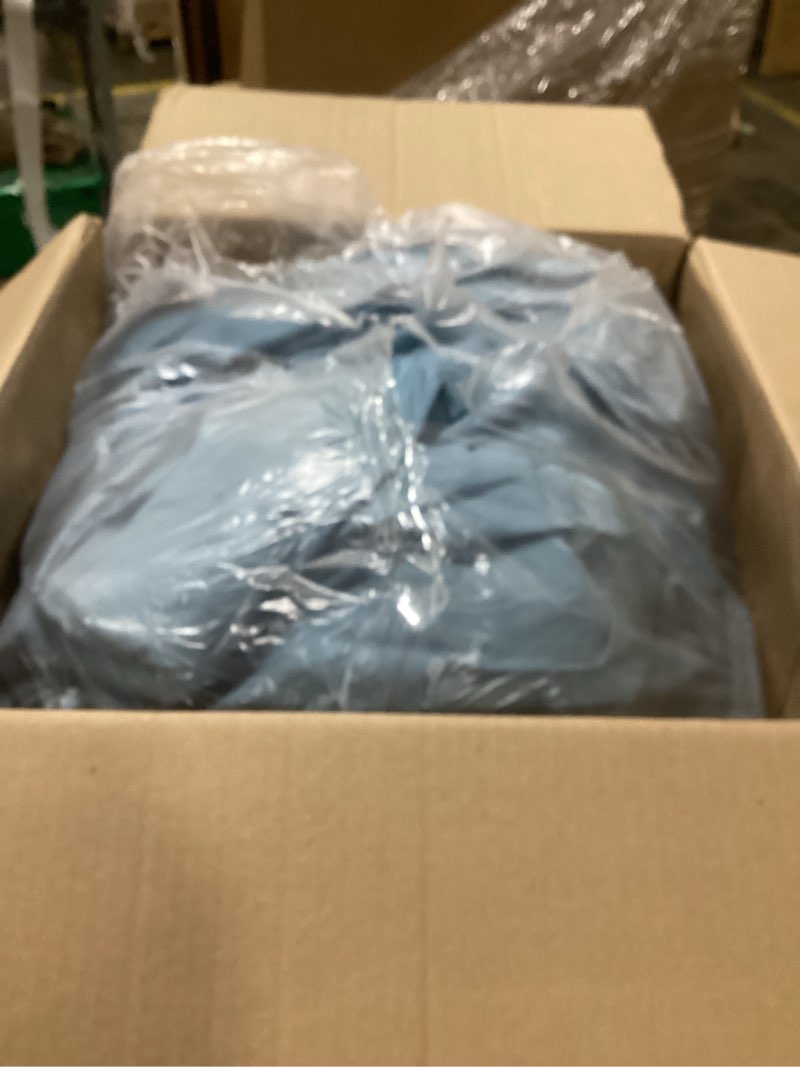 Condition photo showing As Is for Bedsure King Size Comforter Set Mineral Blue - Bed in a Bag Bedding Set 7 Pieces, GentleSoft™ Pintuck Bed Set Gift for Family, Pinch Pleat Mineral Blue Comforter with Sheets, Pillowcases & Shams King 07 - Mineral Blue