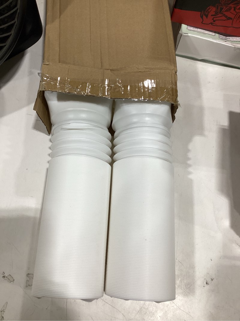 Condition photo showing As Is for 2 pack flexible rain gutter downspout extensions,drain downspout extender,gutter extension flexible,down spout drain extension pipes,extendable from 21 to 60 inches (white) 2pcs white